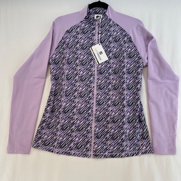 FootJoy FJ Long Sleeve Full-Zip Printed Midlayer Purple Women’s Size Medium NEW - Picture 1 of 16